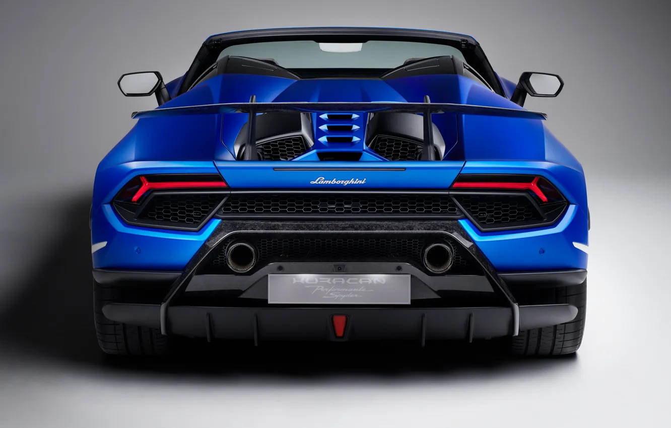 Фото обои Lamborghini, вид сзади, Spyder, 2018, Performante, Huracan