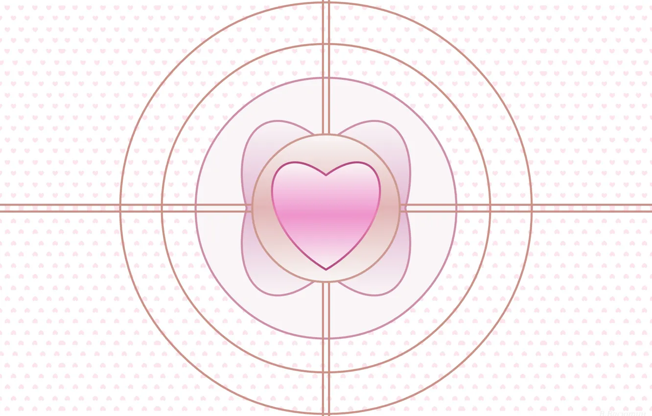 Фото обои круги, фон, розовый, сердечки