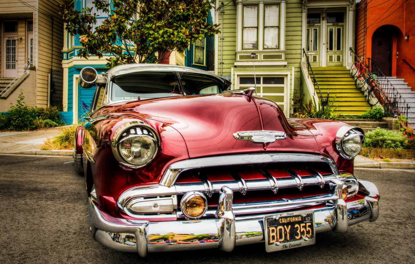 Фото обои Chevrolet, Дом, Машина, Улица, Classic