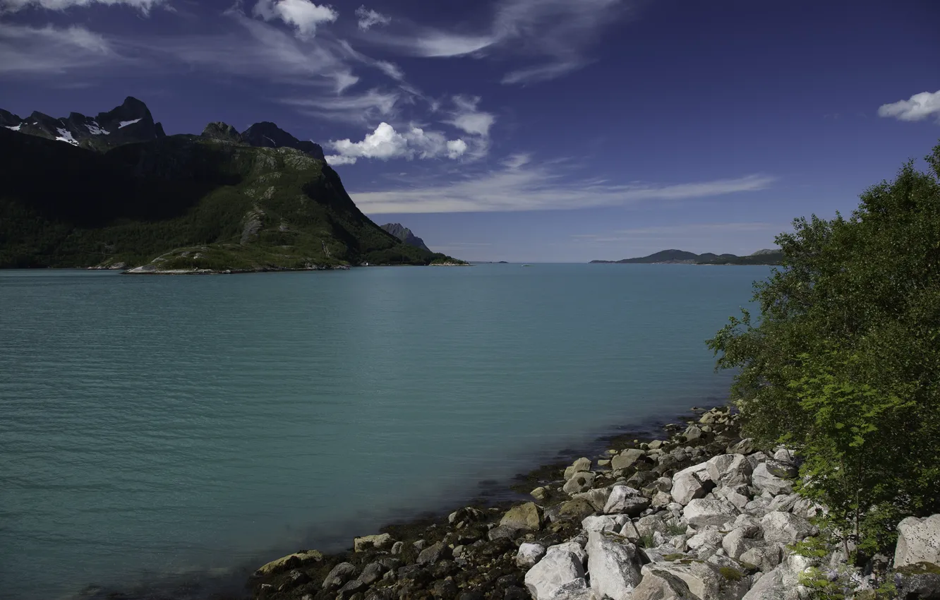 Фото обои небо, облака, озеро, Норвегия, Norway, Helgeland Coast