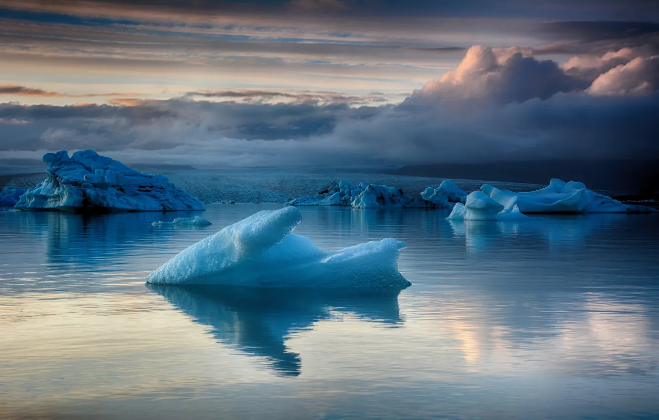 Фото обои ледник, лагуна, Исландия, синий лед