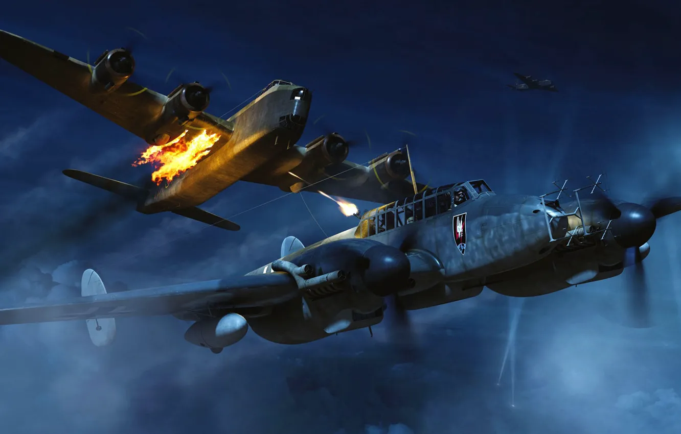 Фото обои Германия, истребитель-бомбардировщик, вермахт, люфтваффе, ночной истребитель, Тяжелый, Adam Tooby, Messerschmitt Bf 110G-4