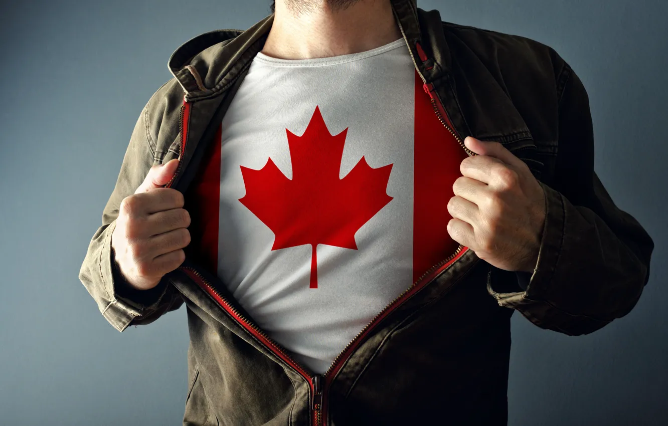 Фото обои red, white, canada, pose, shirt