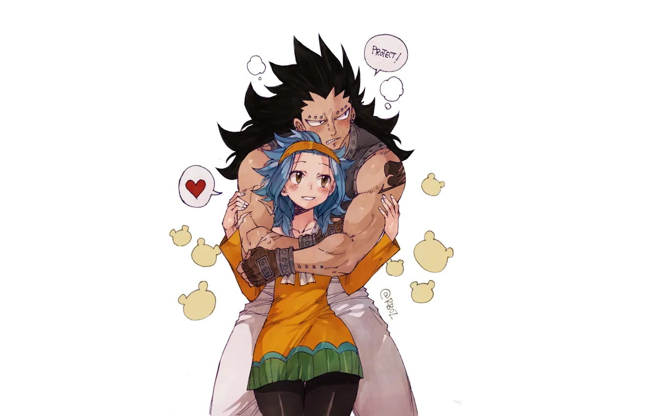 Фото обои Gajeel Redfox, FAIRY TAIL, Levy McGarden