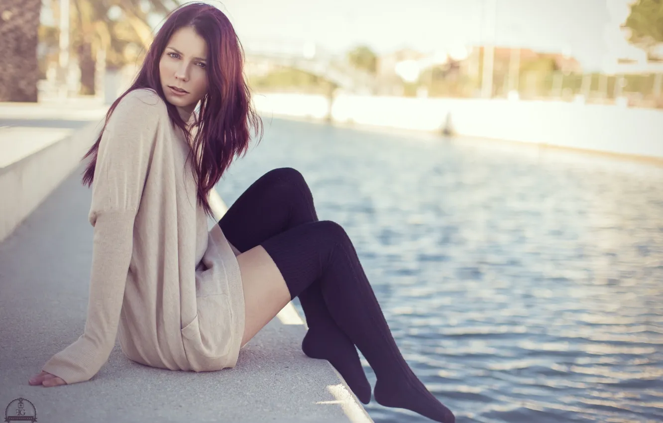 Фото обои Nature, Model, Water, France, Beauty, Port, Redhead, Ophуlie