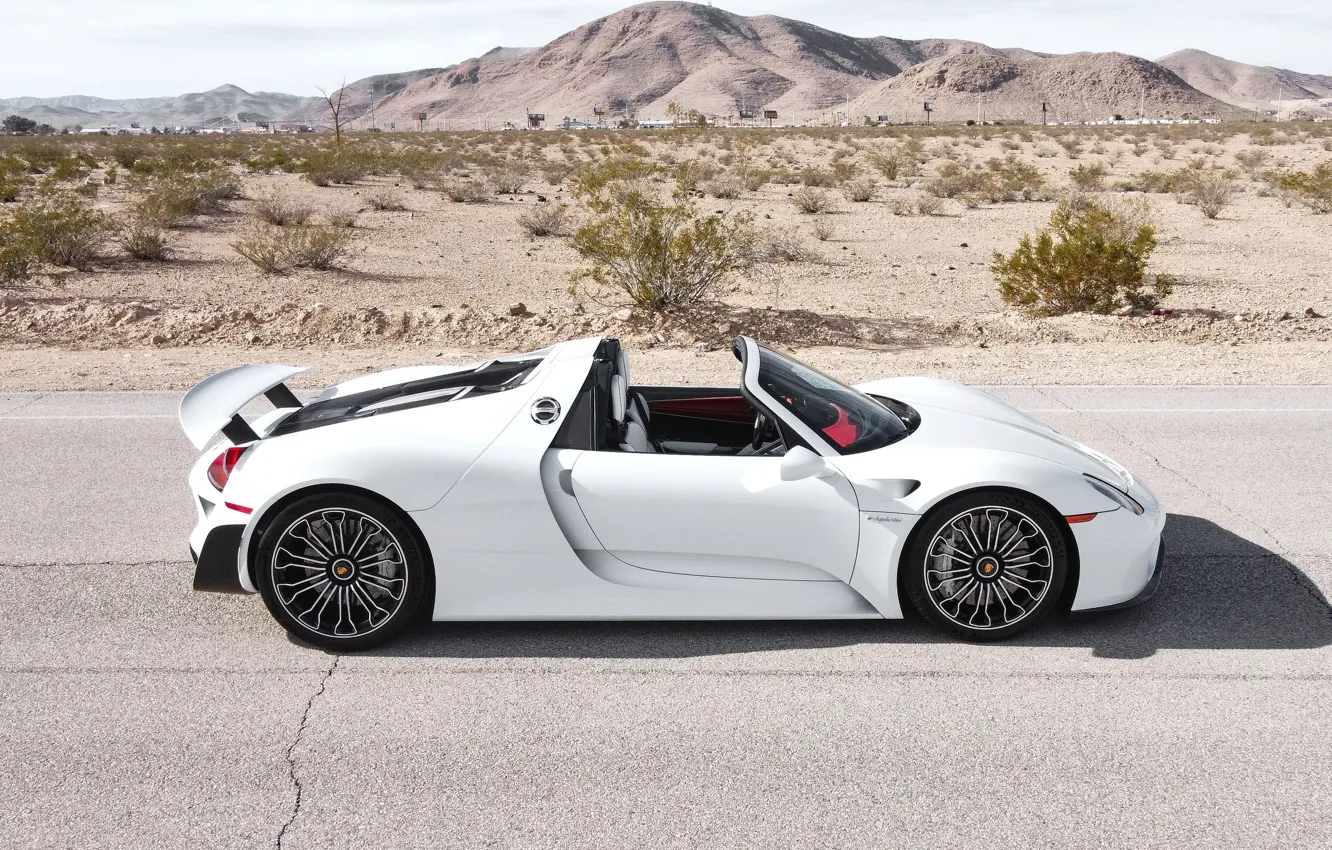 Фото обои car, Porsche, road, desert, 918, Porsche 918 Spyder