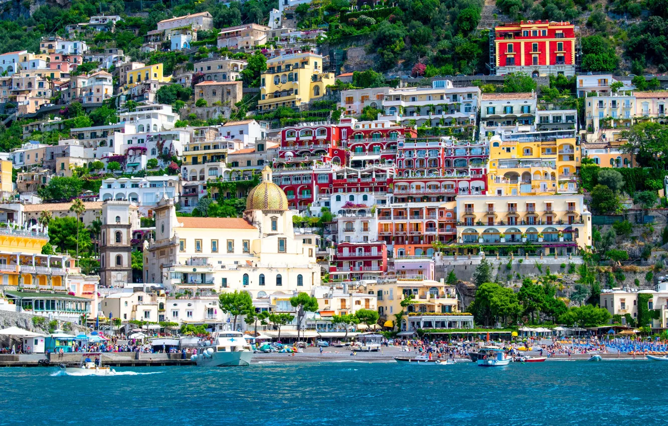 Фото обои summer, beach, sea, Italy, Amalfi, coast, Positano