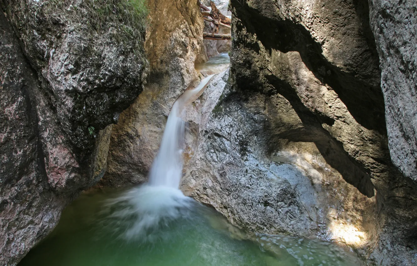 Фото обои скалы, Водопад, nature, waterfall