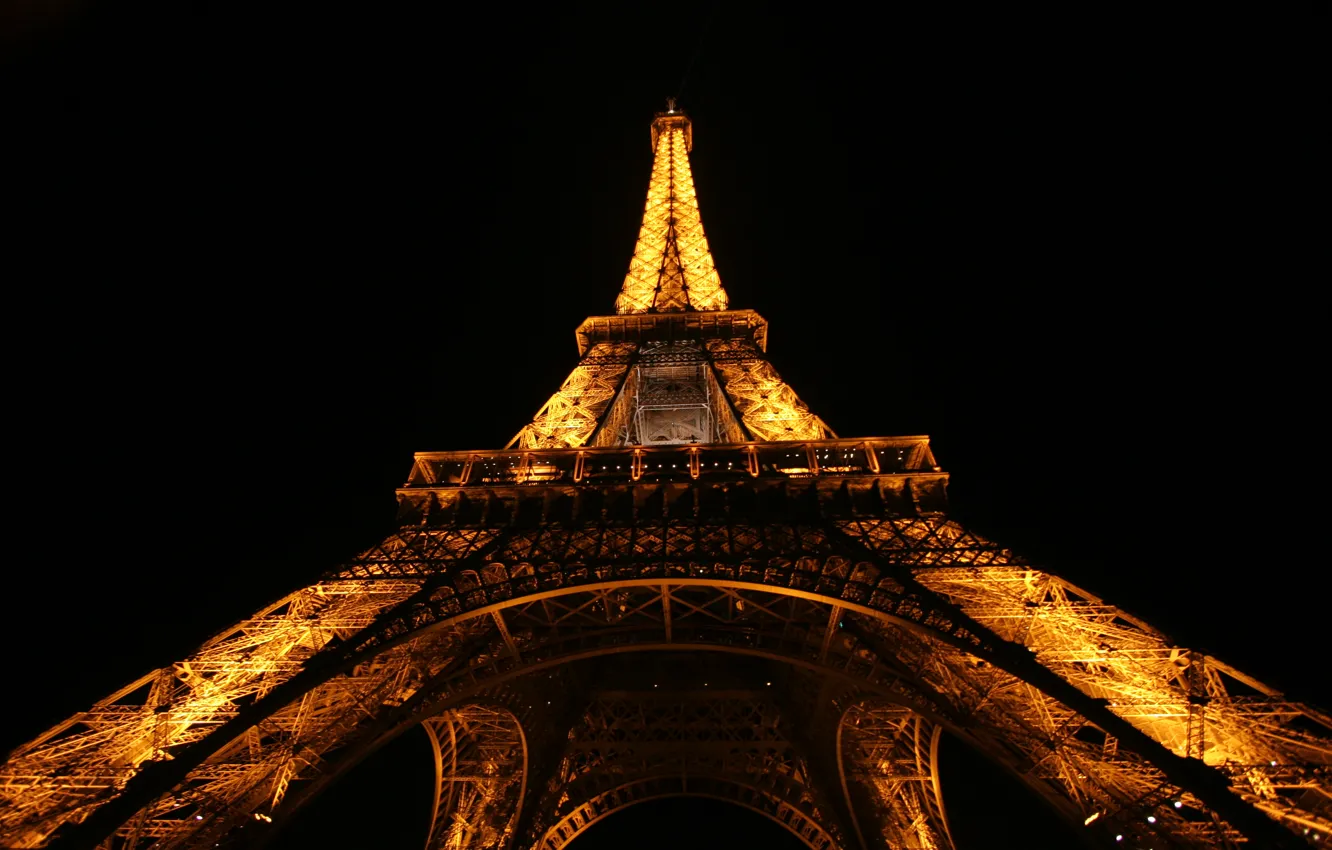 Фото обои огни, Франция, Париж, Эйфелева башня