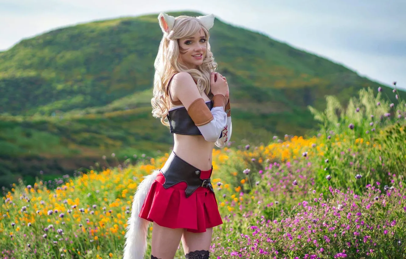 Фото обои girl, model, pretty, cosplay, skirt