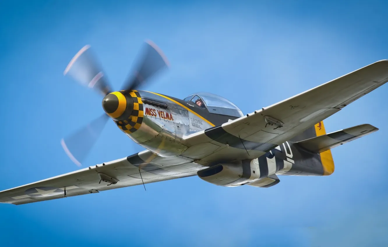 Фото обои небо, винт, самолёт, P-51D Mustang