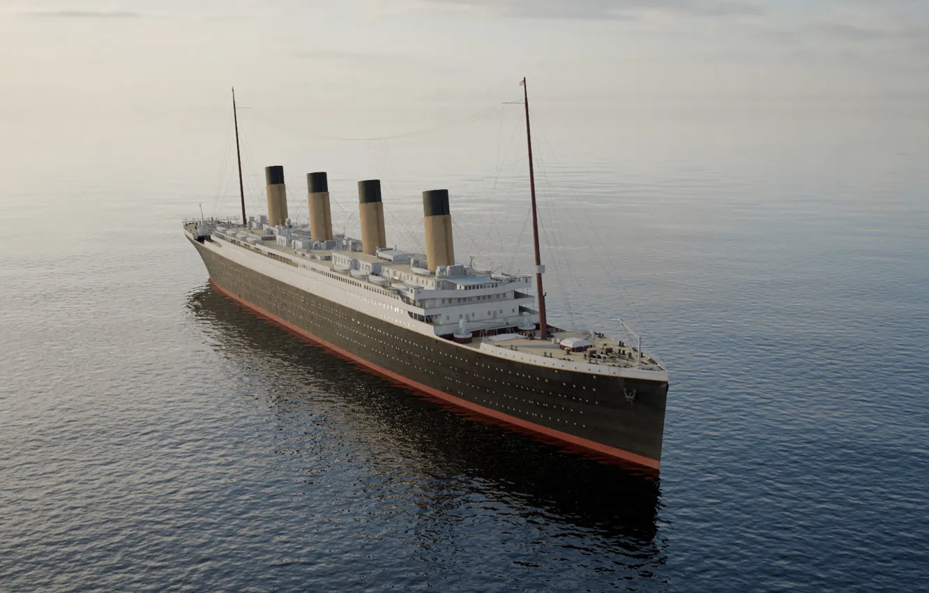 Фото обои Океан, Титаник, Судно, Арт, Titanic, Рендеринг, RMS Titanic, Круизный лайнер