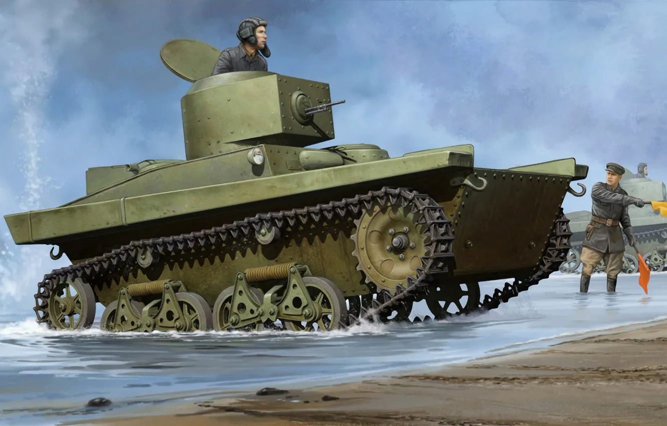 Фото обои war, art, painting, Т-37