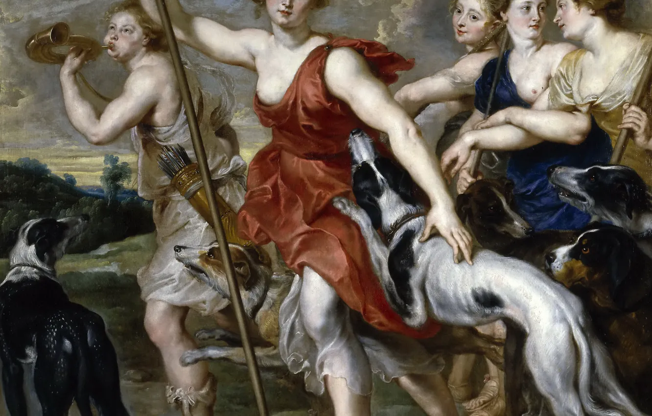 Фото обои картина, Питер Пауль Рубенс, мифология, Pieter Paul Rubens, Диана-Охотница