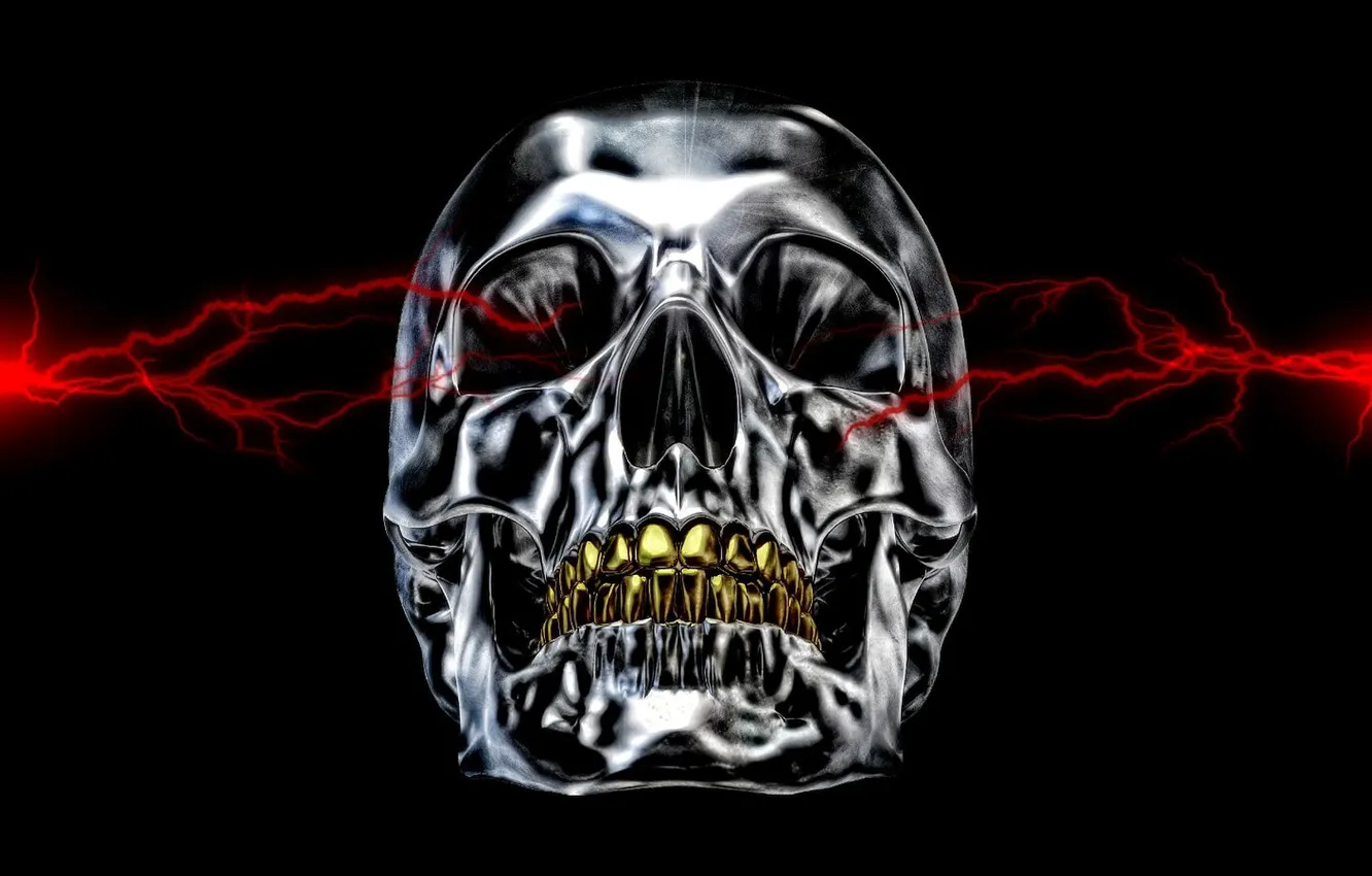 Фото обои metal, skull, red, hardcore, heavy metal, chrome