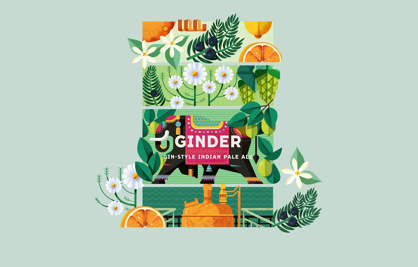 Фото обои цветы, листва, слон, плоды, Stiegl x Beer