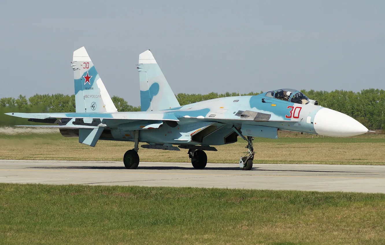 Фото обои полоса, истребитель, аэродром, многоцелевой, Су-27