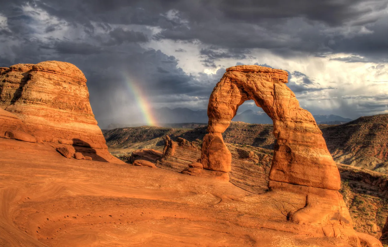 Фото обои пейзаж, горы, природа, радуга, каньон