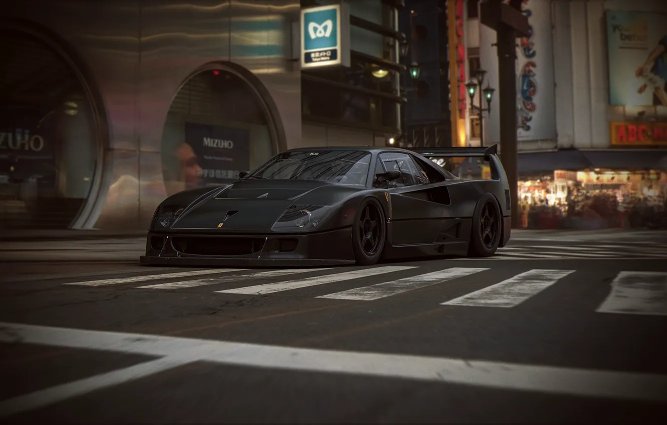Фото обои дорога, улица, зебра, автомобиль, F40 LM Extreme