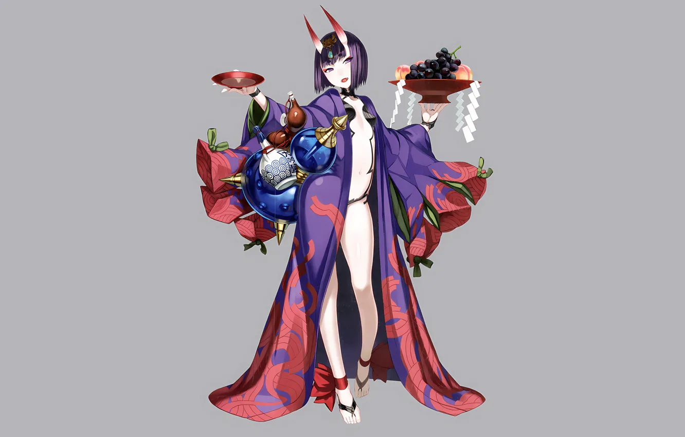 Фото обои girl, sexy, yukata, cleavage, Assassin, horns, dress, legs