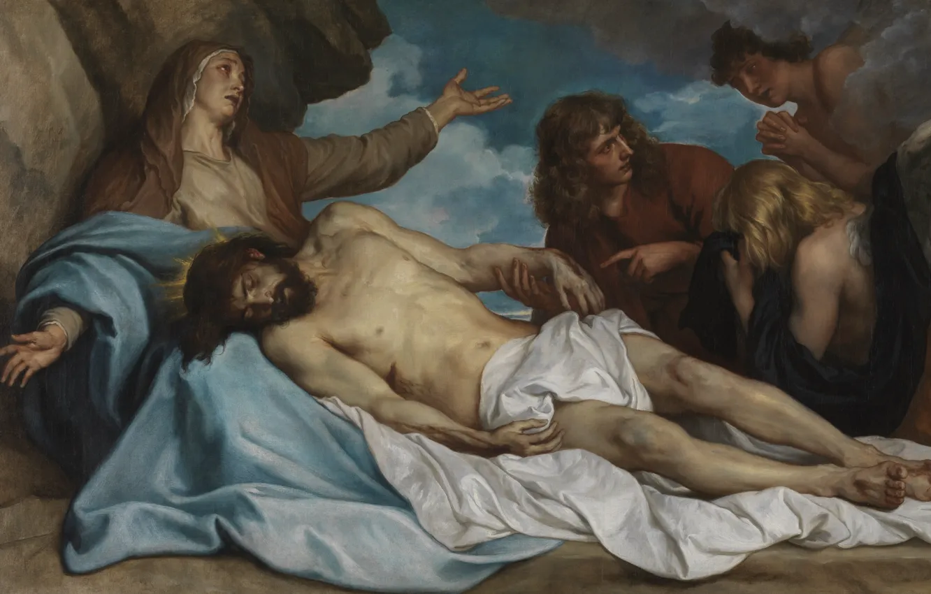 Фото обои Оплакивание Христа, oil on canvas, фламандский живописец, Flemish Baroque painter, Bewening van Christus, Royal Museum …