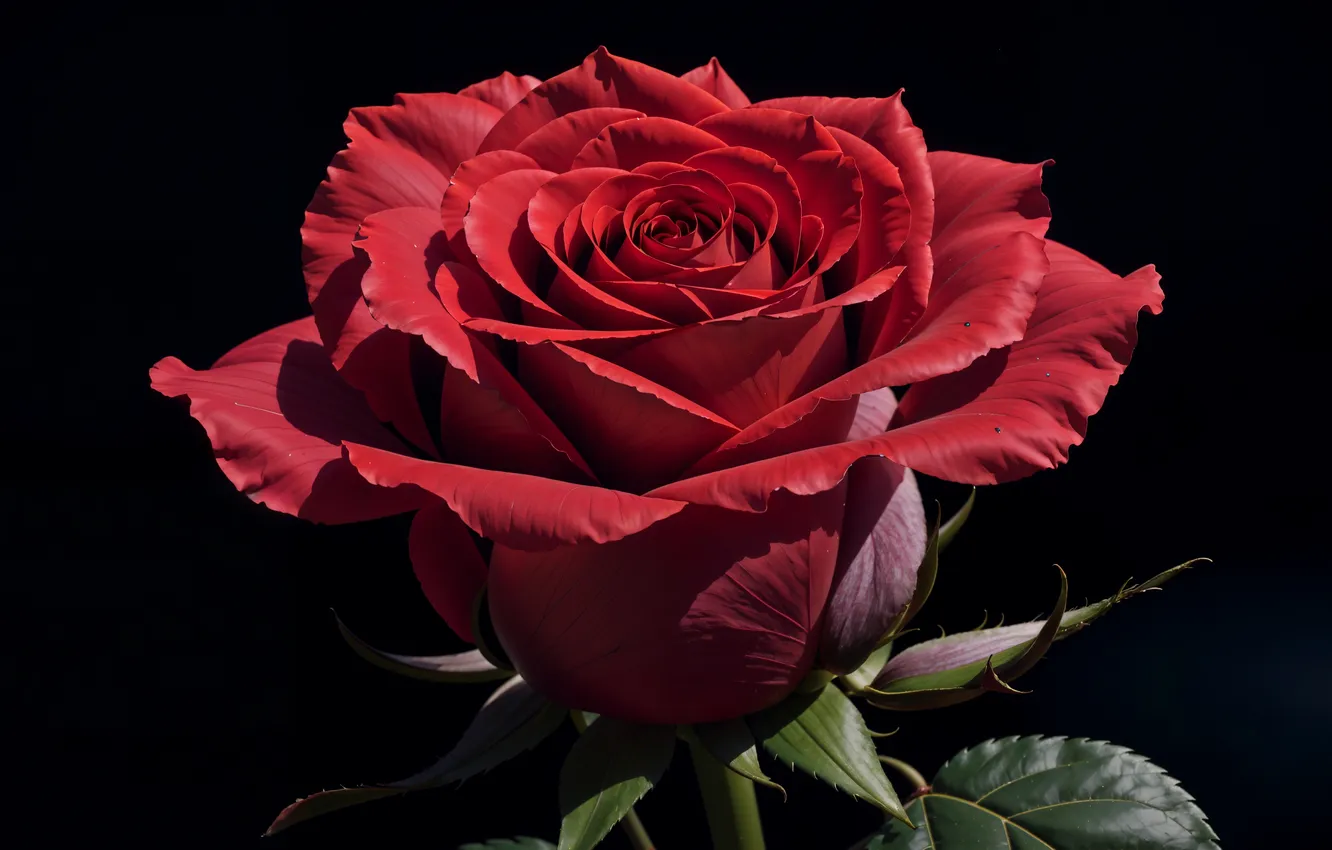 Фото обои red, rose, digital art, dark background