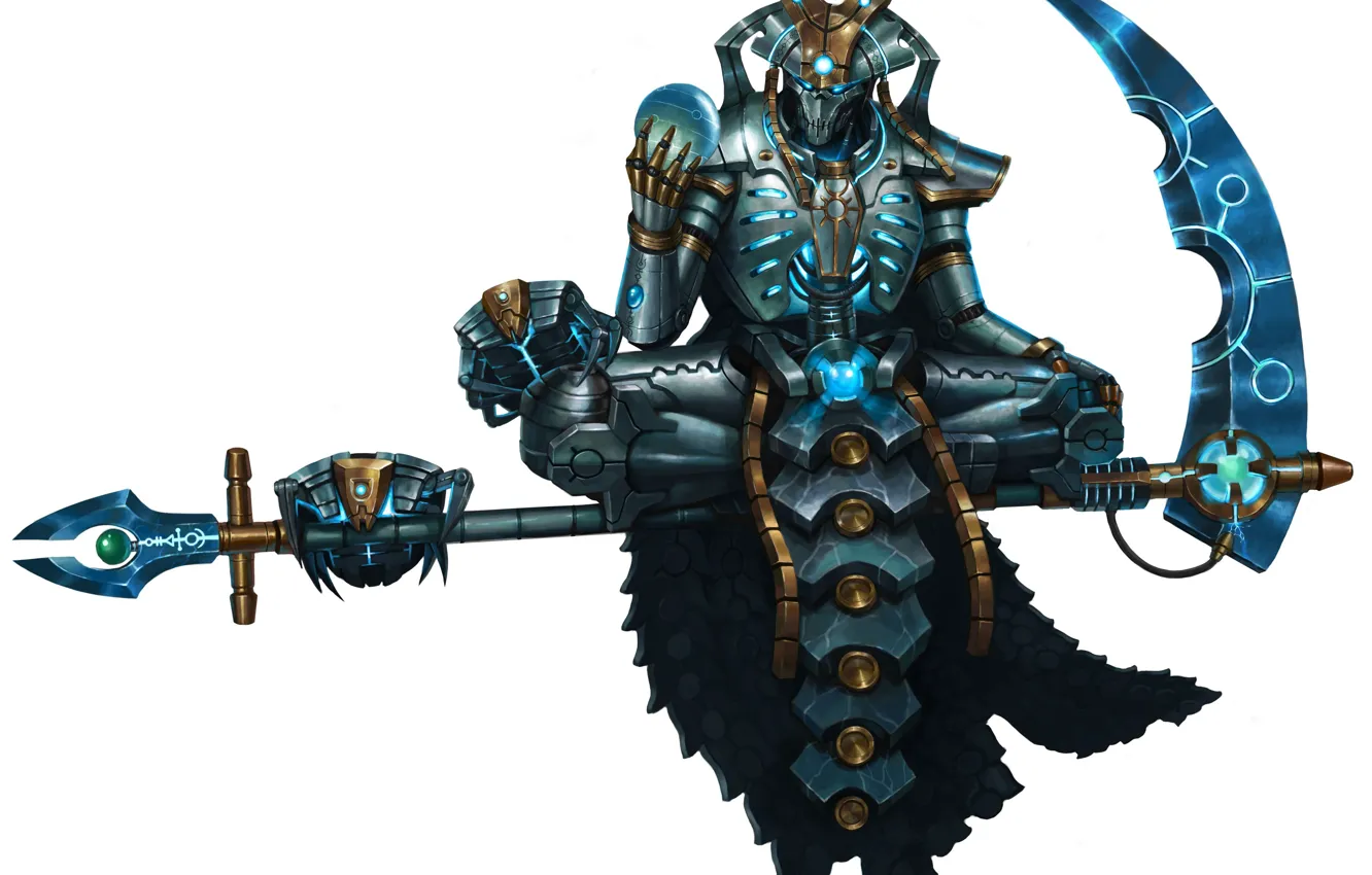 Фото обои существо, броня, сфера, копьё, Warhammer 40 000, Warhammer 40K, Scythe