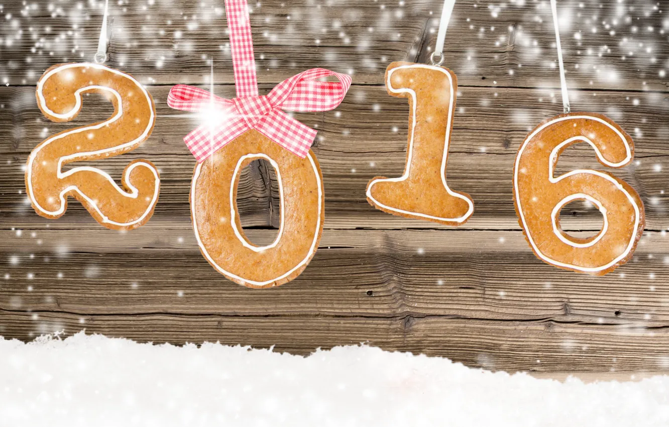 Фото обои Новый год, New Year, cookies, decoration, Happy, 2016