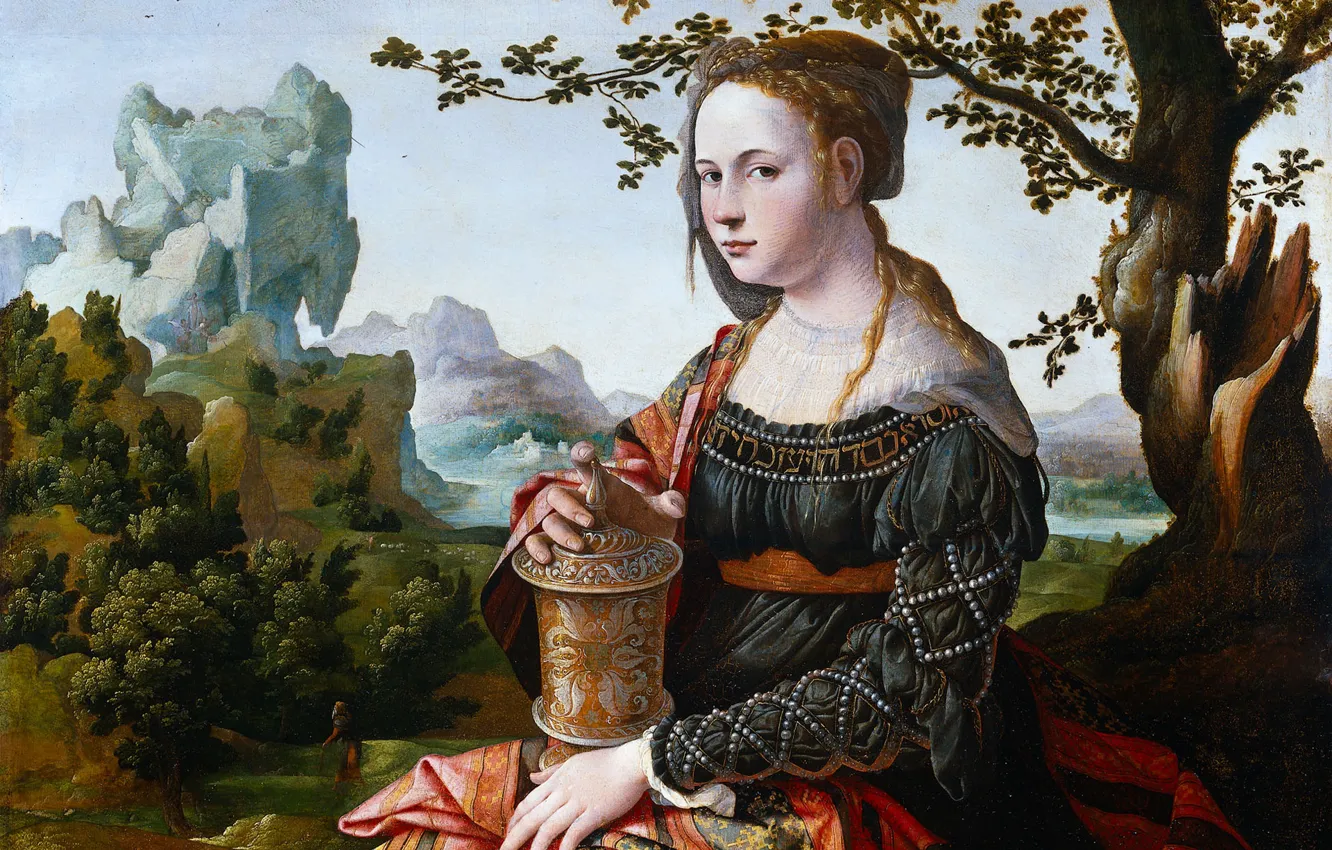 Фото обои масло, картина, мифология, Ян ван Скорел, Мария Магдалина, 1535, Jan van Scorel