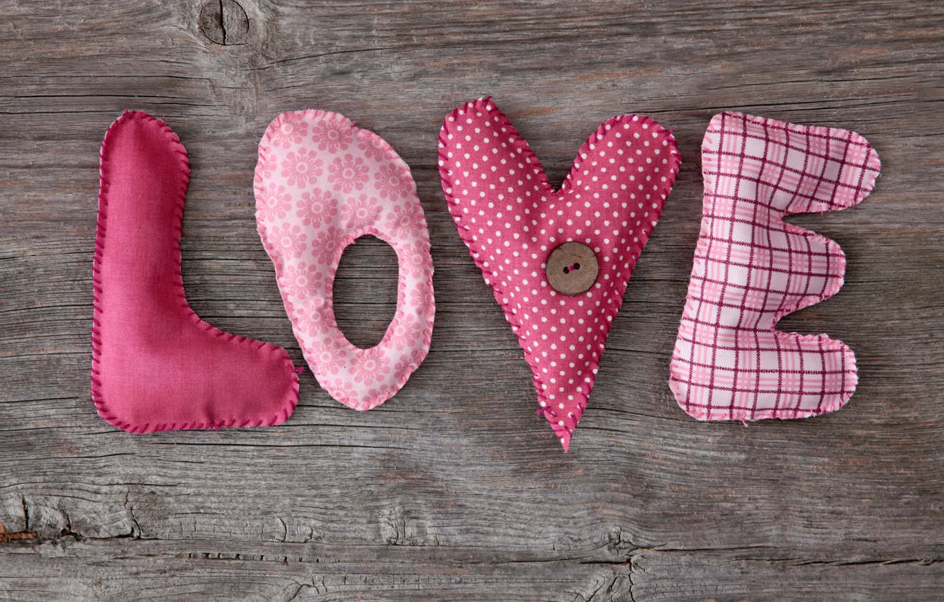 Фото обои love, heart, wood, pink, romantic, letters, handcraft