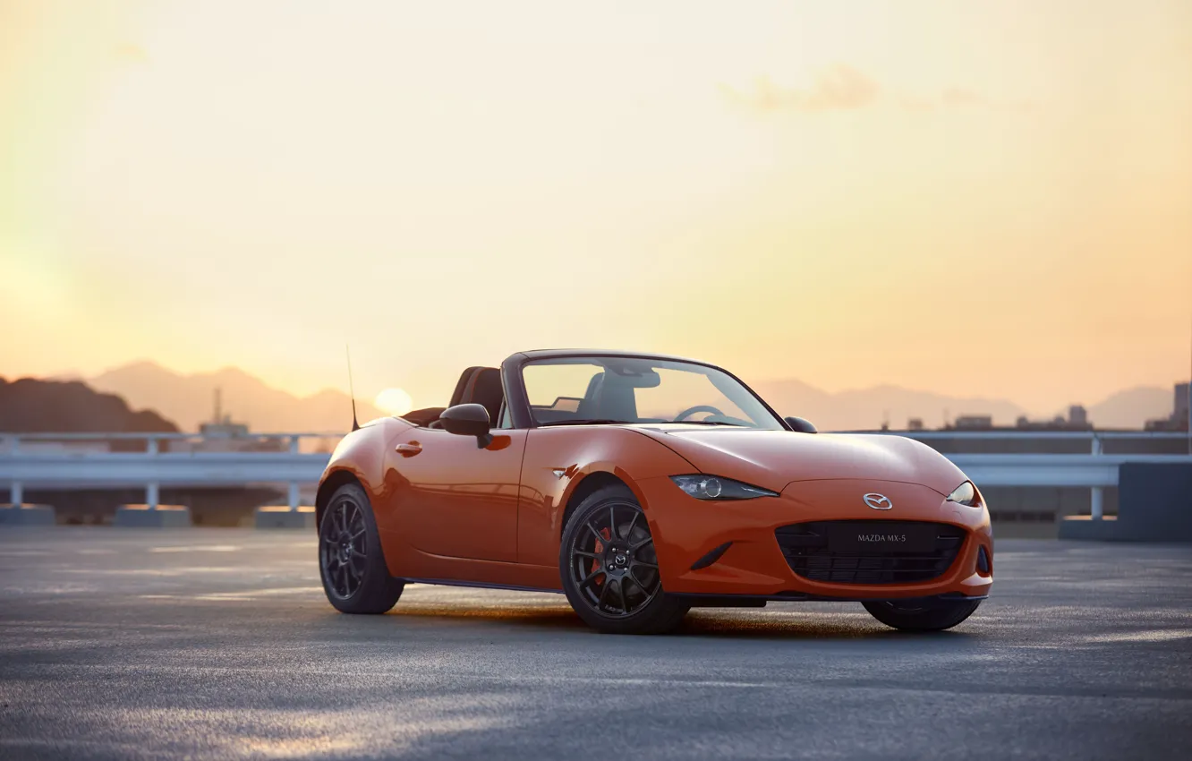 Фото обои машина, солнце, горы, Mazda, MX-5, 30th Anniversary Edition, 2020