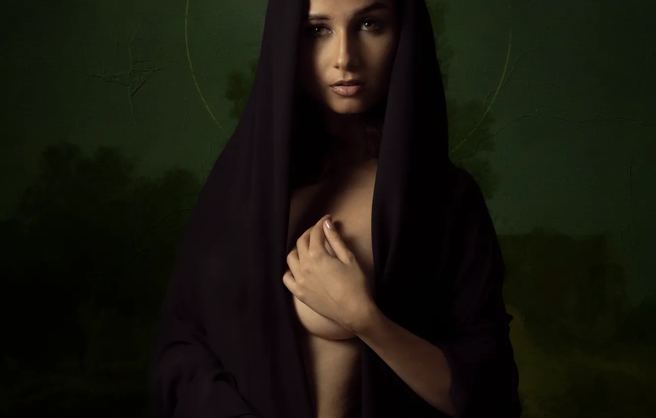 Фото обои взгляд, девушка, руки, накидка, Catalin Arcu