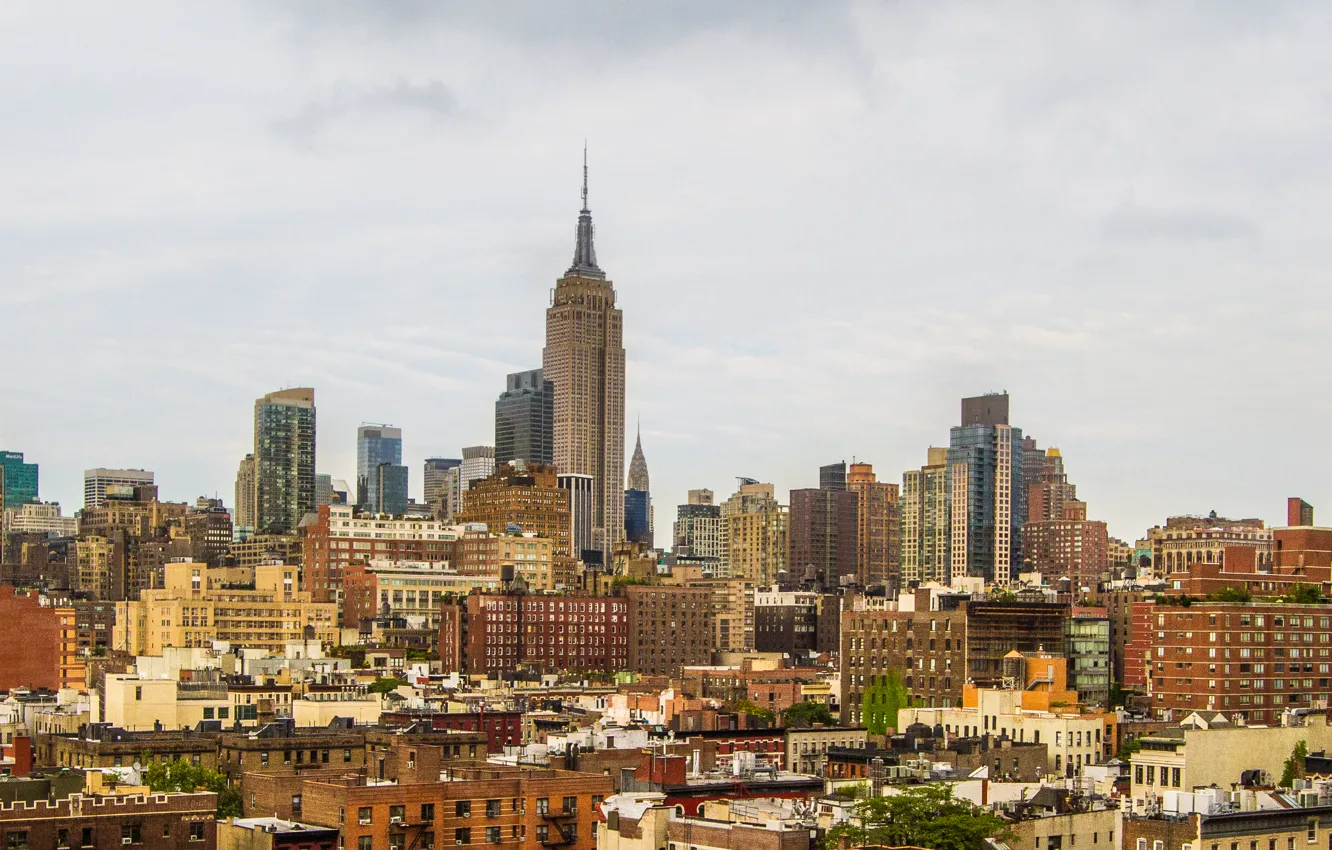 Фото обои City, skyline, panorama, New York, Manhattan, NYC, New York City, Empire State Building