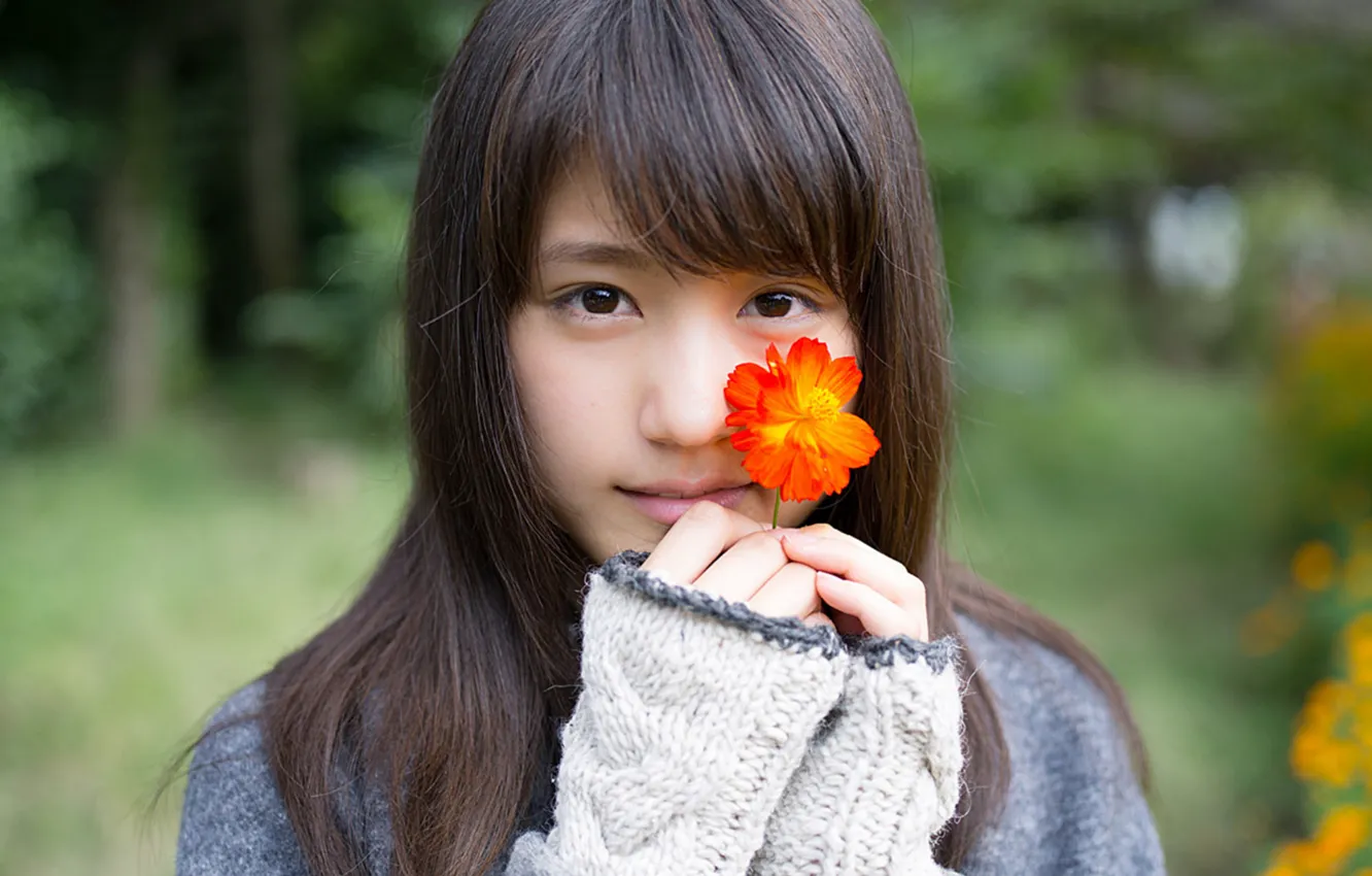 Фото обои girl, Japanese, Kasumi Arimura, pure, flower