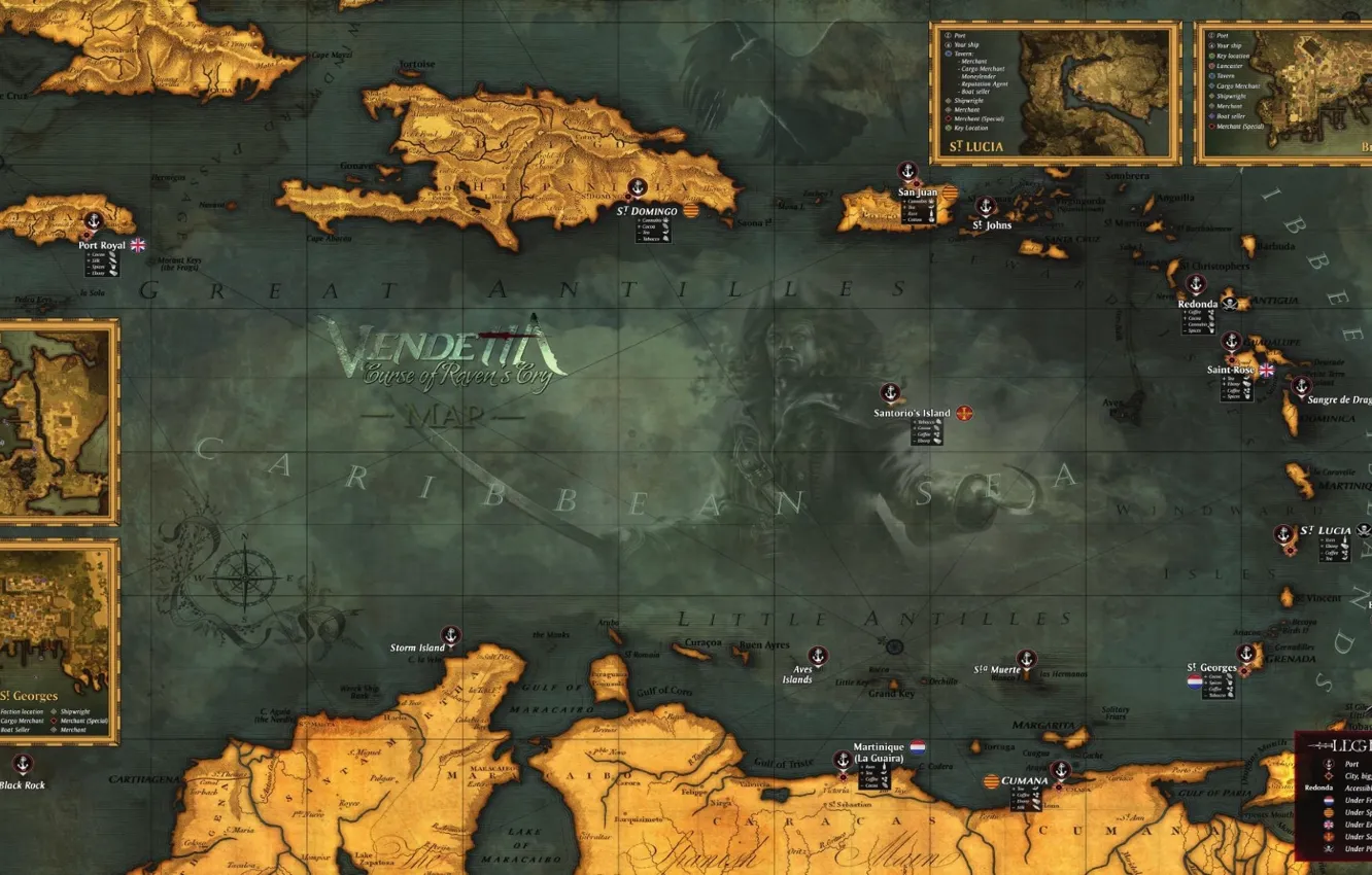 Фото обои карта, TopWare Interactive, Vendetta - Curse of Raven's Cry, Digital Deluxe Edition, Content