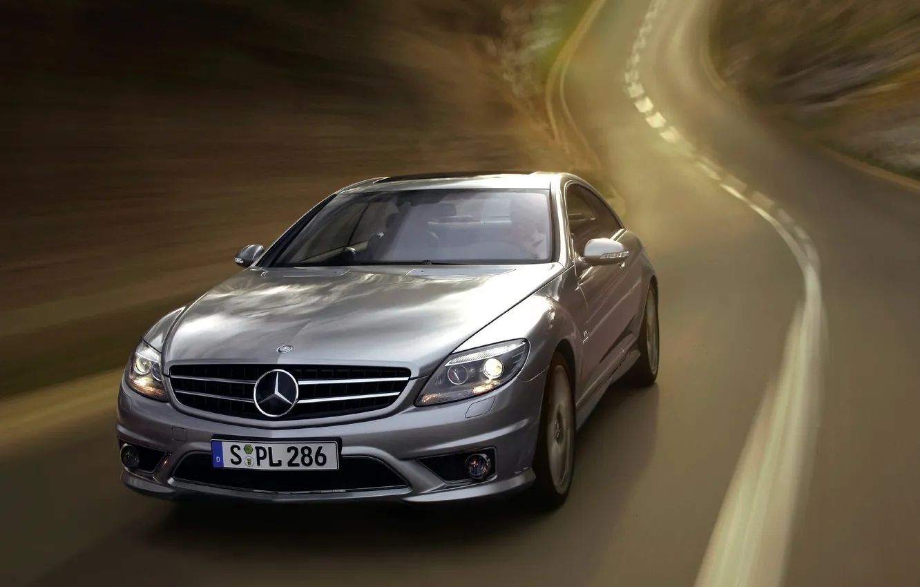 Фото обои дорога, фон, Mercedes-Benz, amg, CL-Klasse, cl65