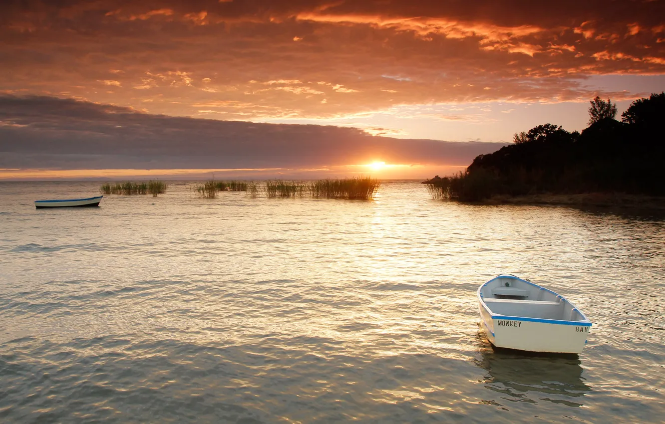 Фото обои солнце, природа, восход, лодки, Африка, погода, Зимбабве, озеро Малави