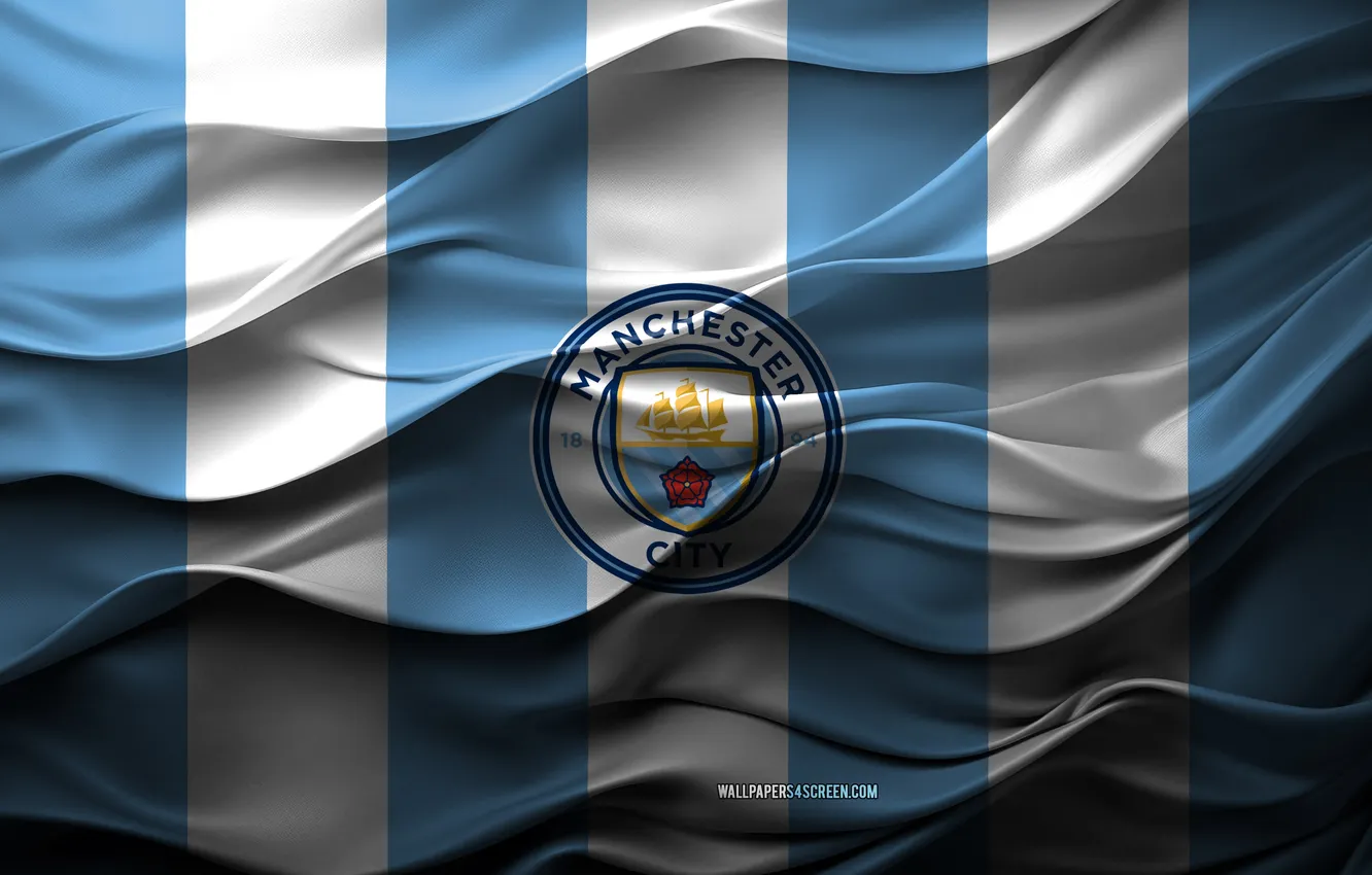 Фото обои Logo, Football, Club, Soccer, Flag, Man City, Manchester City, Manchester City FC