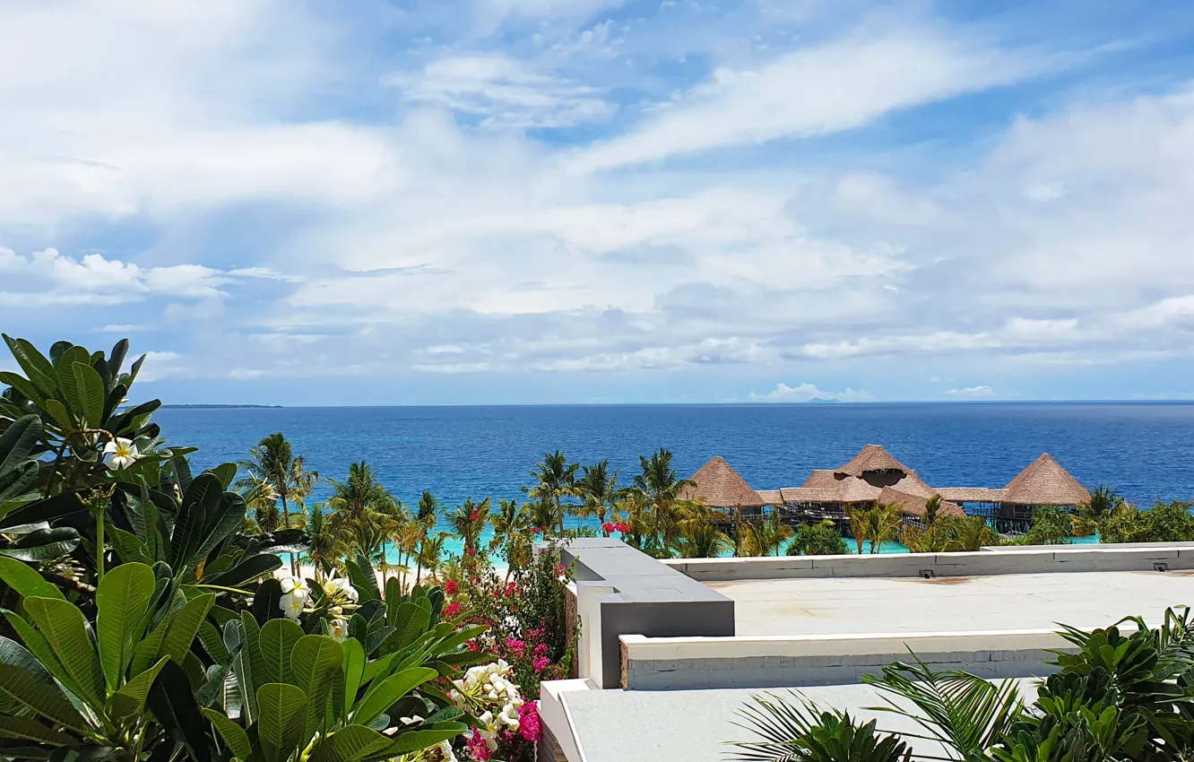 Фото обои пляж, небо, облака, океан, спокойствие, Zanzibar island, остров Занзибар