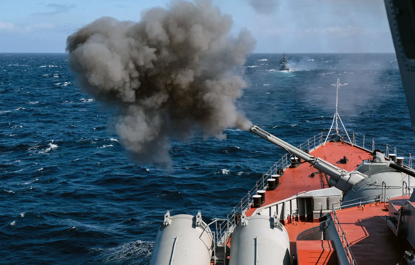 Фото обои крейсер, артиллерия, стрельбы, маршал устинов