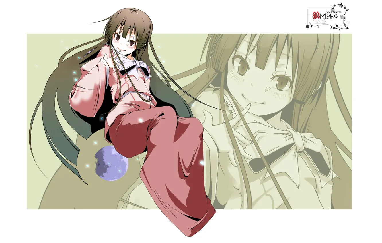 Фото обои улыбка, белый фон, бант, длинные волосы, розовое платье, Touhou Project, Проект Восток, палец у рта