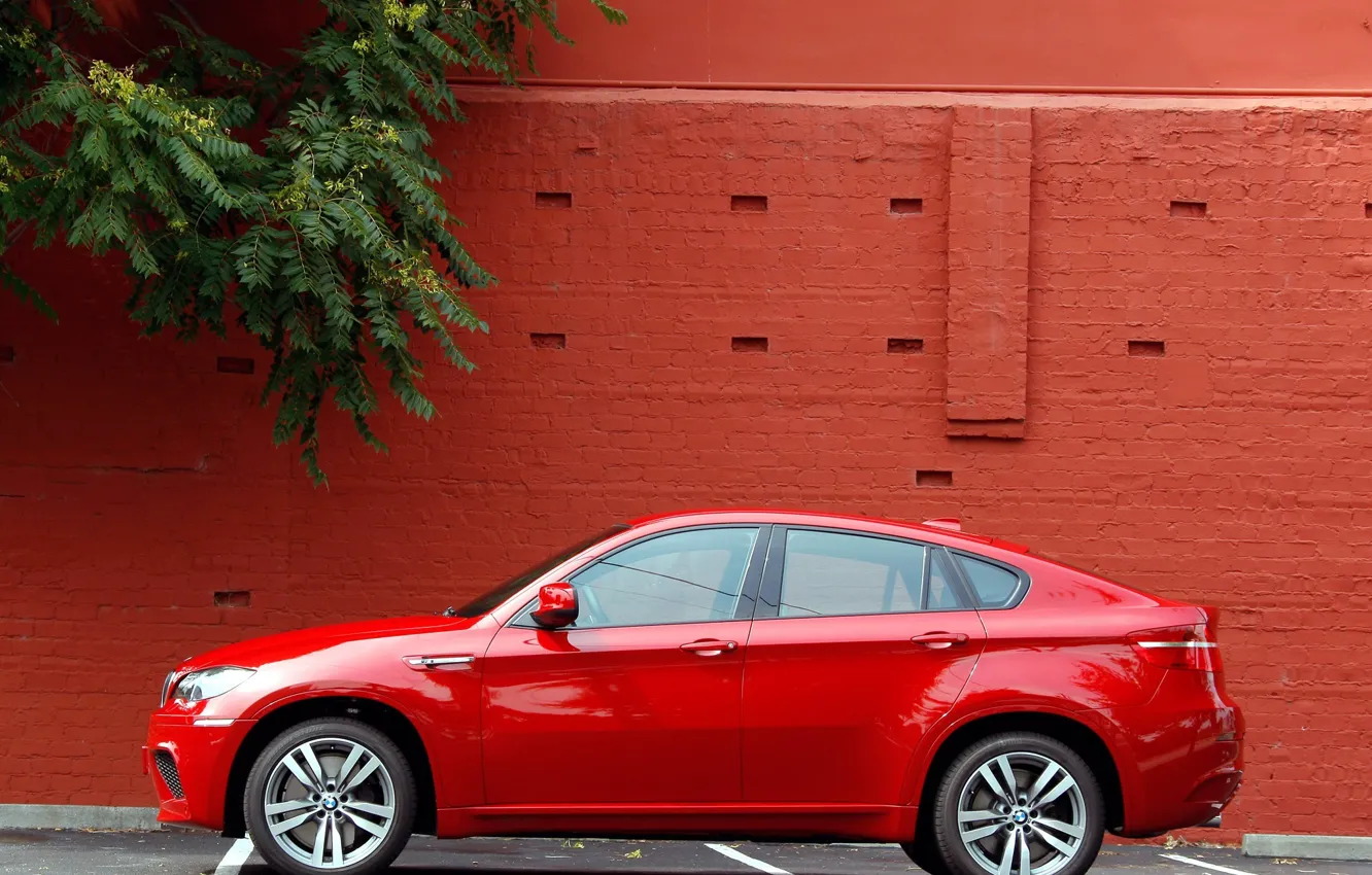 Фото обои машины, красный, стена, bmw
