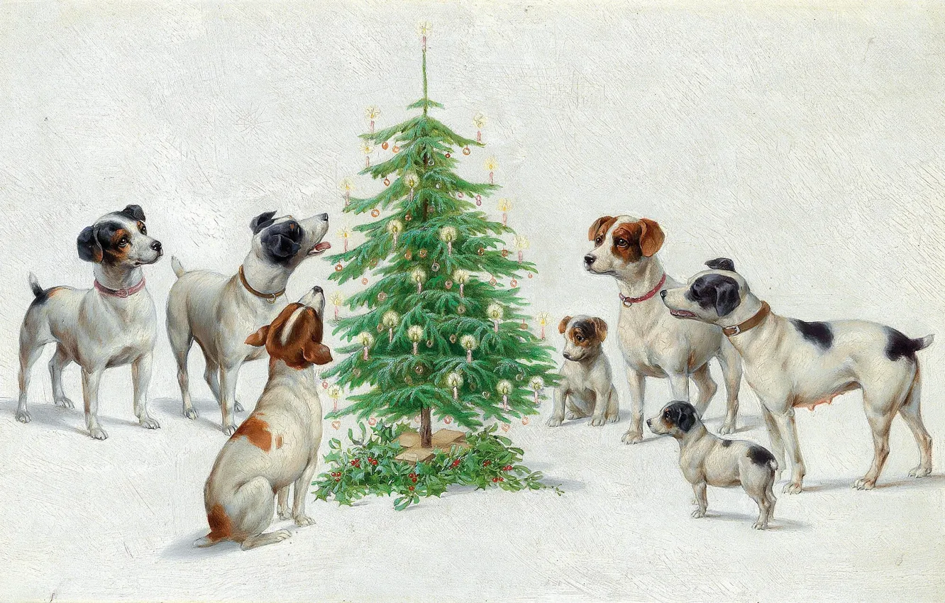 Фото обои Рождество, Christmas, Austrian painter, австрийский живописец, oil on board, Carl Reichert, Карл Райхерт