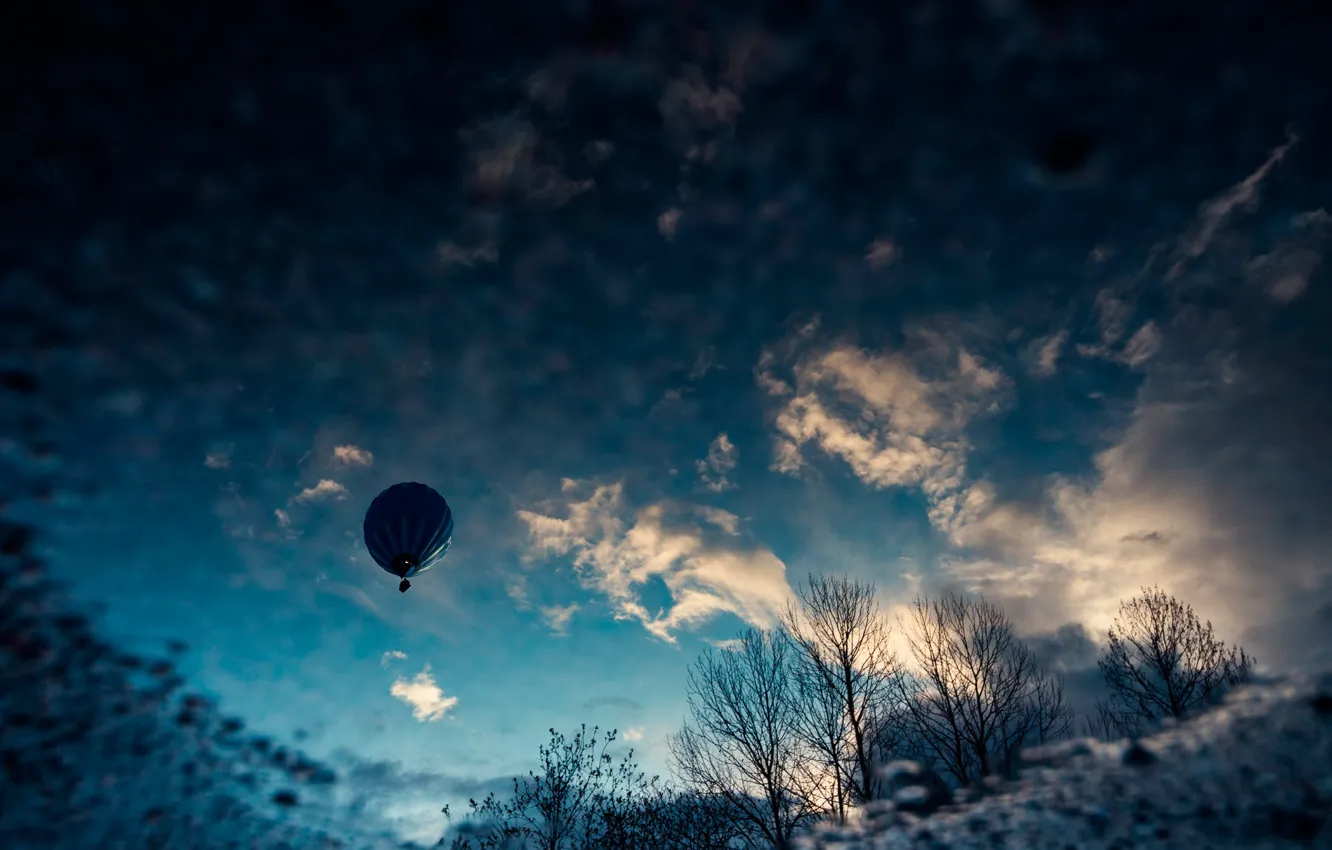 Фото обои небо, облака, воздушный шар