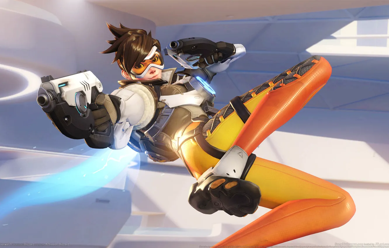 Фото обои девушка, оружие, пистолеты, game wallpapers, Overwatch