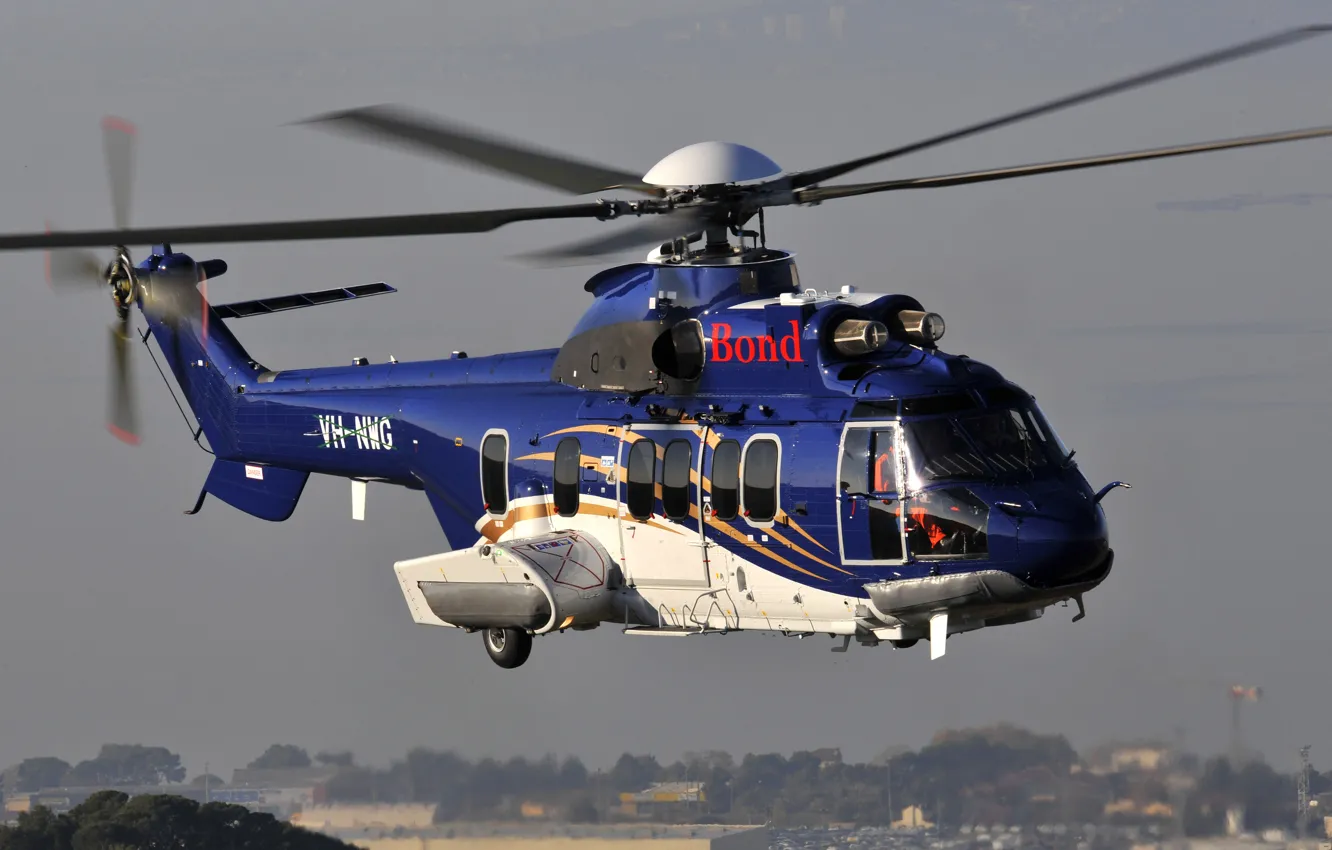 Фото обои полет, вертолет, Eurocopter, EC-225, Bond