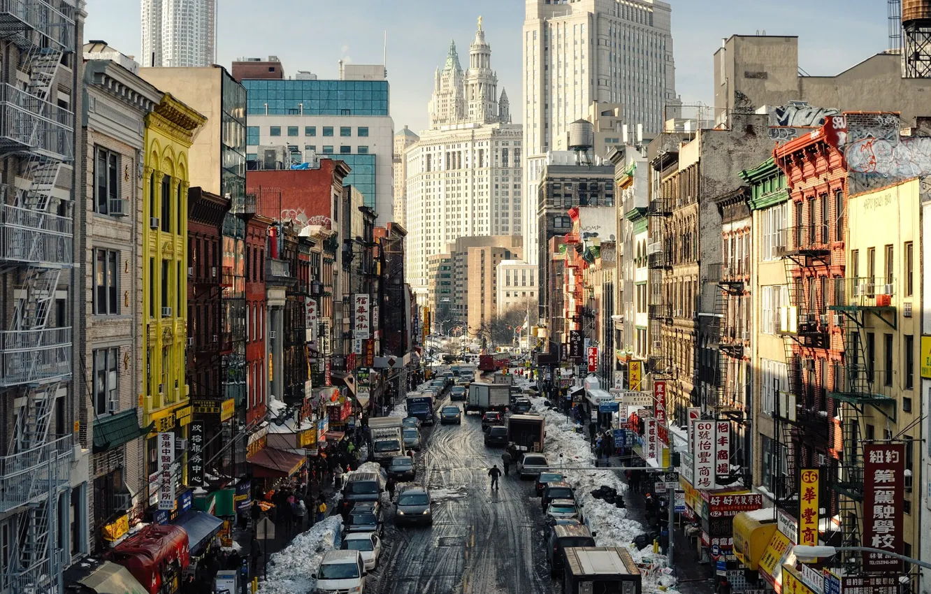Фото обои нью-йорк, New York City, East Broadway, Chinatown