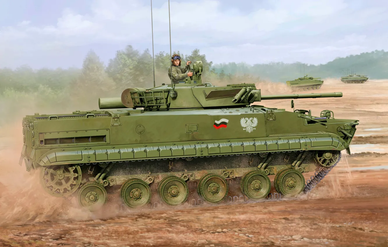Фото обои war, art, painting, tank, BMP-3F