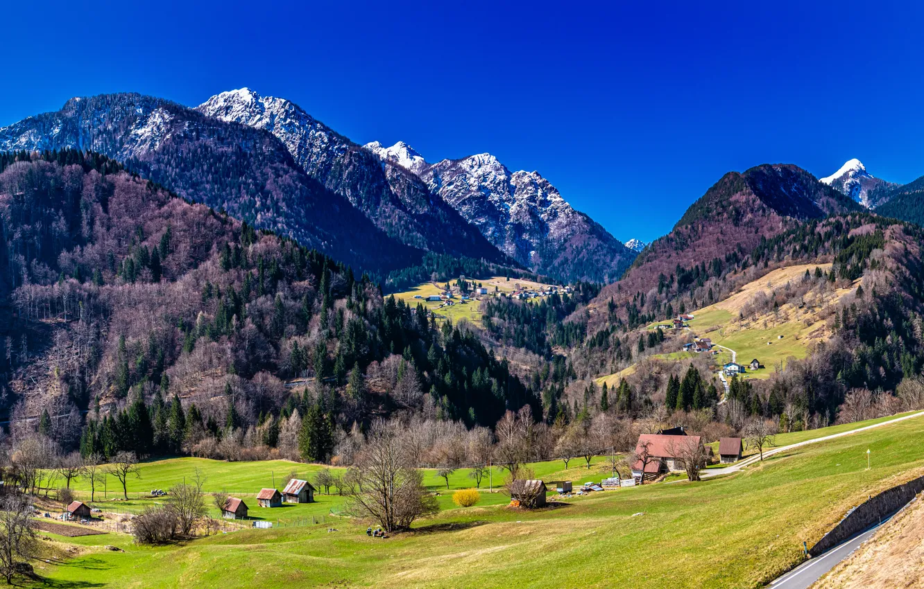 Фото обои Горы, Скала, Италия, Пейзаж, Pontebba