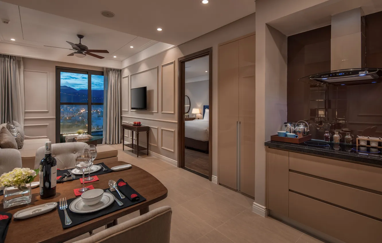 Фото обои дизайн, стиль, интерьер, Вьетнам, Дананг, Отель Altara Suites, Altara Suites Da Nang, люкс с видом …